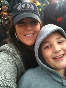 Sarah Centrella with son Oregon Ducks